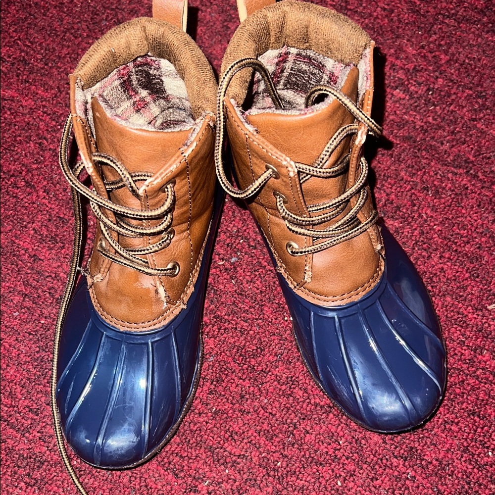Men's Brown and Blue Duck Boots